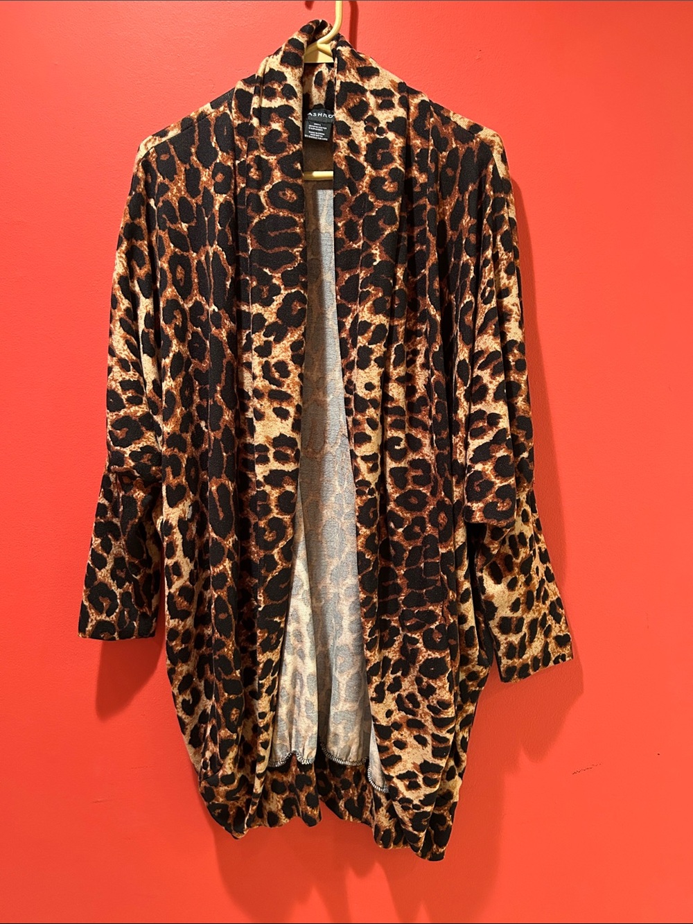 Ashro Leopard Print Open Front Robe - Brown/Black